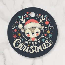 メリークリスマスラインデアメッセージカード フェイバータグ