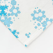メリークリスマスラウンドのスノーフレークの冬の白い青 フリースブランケット (角)
