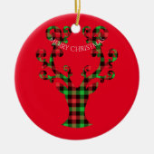 メリークリスマスラウンドオーナメント鹿 セラミックオーナメント (正面)