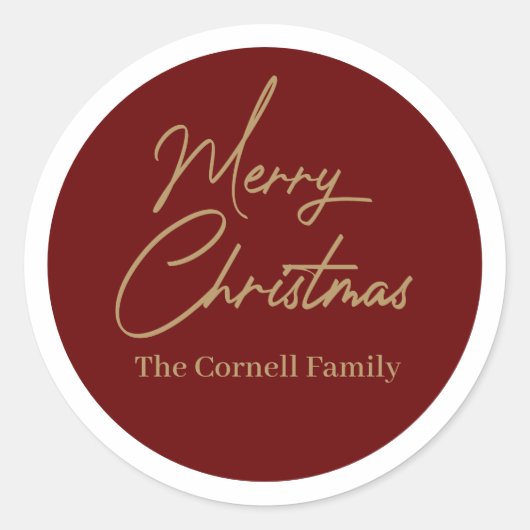 メリークリスマスラウンドクラシックステッカー ラウンドシール (正面)