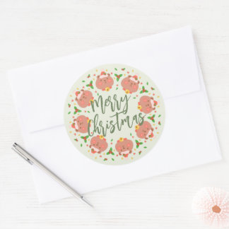 メリークリスマスラウンドステッカー ラウンドシール