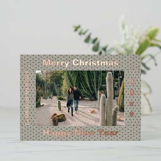 メリークリスマスラエレガントザーフェイクフォトフレーム 箔シーズンカード (立ち正面)