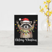 メリークリスマスラクーンサンタハットクリスマスライトPjs M カード (黄色い花)