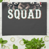 メリークリスマスラクーンサンタハット愛好家 キッチンタオル (折り畳み)