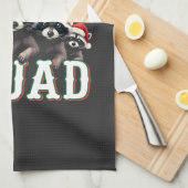 メリークリスマスラクーンサンタハット愛好家 キッチンタオル (四つ折り)