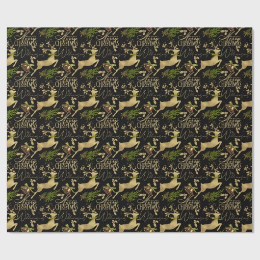 メリークリスマスラッピング紙エレガントトナカイ ラッピングペーパー (フラット)