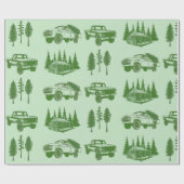 メリークリスマスラッピング紙トラックツリー&キャビン ラッピングペーパー (フラット)