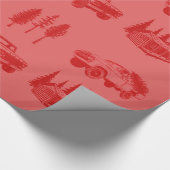 メリークリスマスラッピング紙レッドトラックツリーカビ ラッピングペーパー (角)