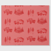 メリークリスマスラッピング紙レッドトラックツリーカビ ラッピングペーパー (フラット)