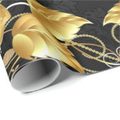 メリークリスマスラッピング紙金ゴールド天使 ラッピングペーパー (ロールコーナー)