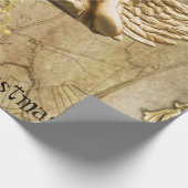 メリークリスマスラッピング紙金ゴールド天使 ラッピングペーパー (角)