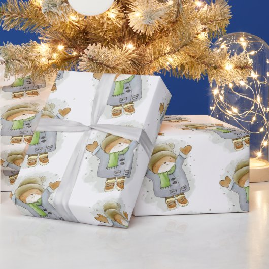 メリークリスマスラッピング 猫 子猫 冬 ラッピングペーパー (クリスマス)