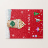 メリークリスマスラテとヴィンテージオーナメント名 ジグソーパズル (横)