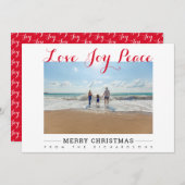 メリークリスマスラブジョイ平和タイポグラフィ写真 シーズンカード (正面/裏面)