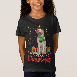 メリークリスマスラブラドールサンタハットツリーライトズPj Tシャツ