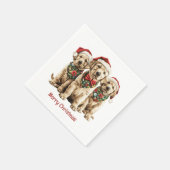 メリークリスマスラブラドールリトリエバーサンタパピードッグ スタンダードカクテルナプキン (角)