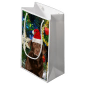 メリークリスマスラブラドールリトリエバードッグサンタハット スモールペーパーバッグ (正面アングル)