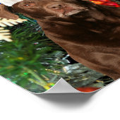 メリークリスマスラブラドールリトリエバードッグサンタハット ポスター (角)