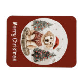 メリークリスマスラブラドールリトリエバーパピー マグネット (横)