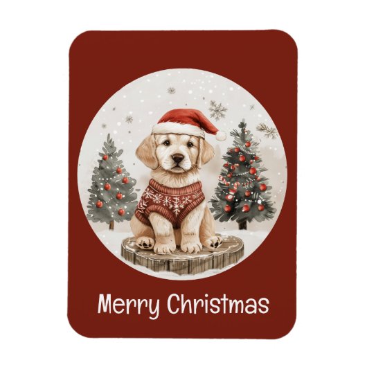 メリークリスマスラブラドールリトリエバーパピー マグネット (縦)