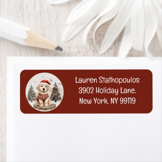 メリークリスマスラブラドールリトリエバーパピー ラベル (インサイチュ)