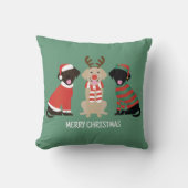 メリークリスマスラブラドールレトリエバードッグ クッション (正面)
