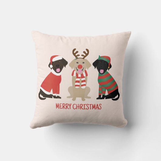 メリークリスマスラブラドールレトリエバードッグ クッション (裏面)