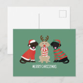 メリークリスマスラブラドールレトリエバードッグ シーズンポストカード (正面/裏面)