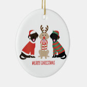 メリークリスマスラブラドールレトリエバードッグ セラミックオーナメント (右)