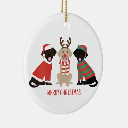 メリークリスマスラブラドールレトリエバードッグ セラミックオーナメント (右)