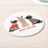 メリークリスマスラブラドールレトリエバードッグ ラウンドペーパーコースター (アングル)