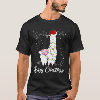 メリークリスマスラマ醜いセーターサンタクロースXma Tシャツ