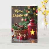 メリークリスマスランタン カード (黄色い花)