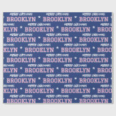 メリークリスマスラージスケール名前をカスタムするネイビーピンク ラッピングペーパー (フラット)