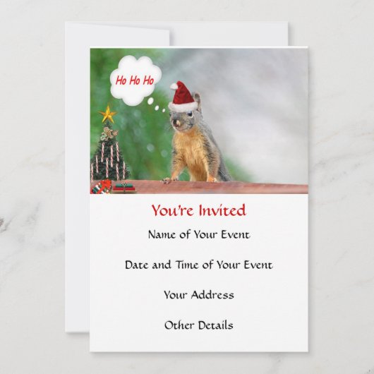 メリークリスマスリスことわざホホホホホ！ 招待状 (正面)