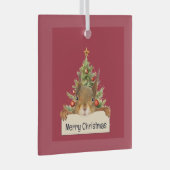 メリークリスマスリス編集可能クリスマスツリー ガラスオーナメント (正面右)