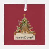 メリークリスマスリス編集可能クリスマスツリー ガラスオーナメント (裏面)