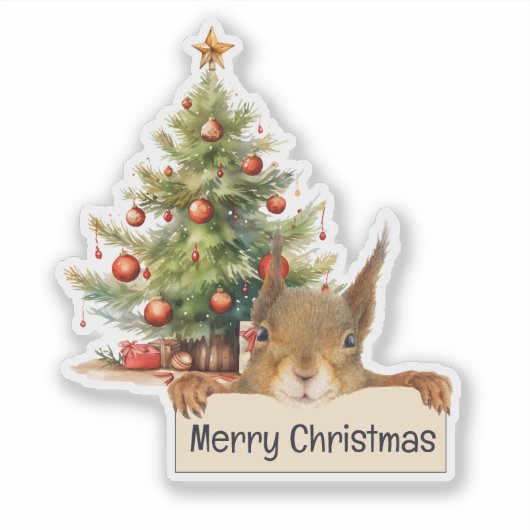 メリークリスマスリス編集可能クリスマスツリー シール (正面)