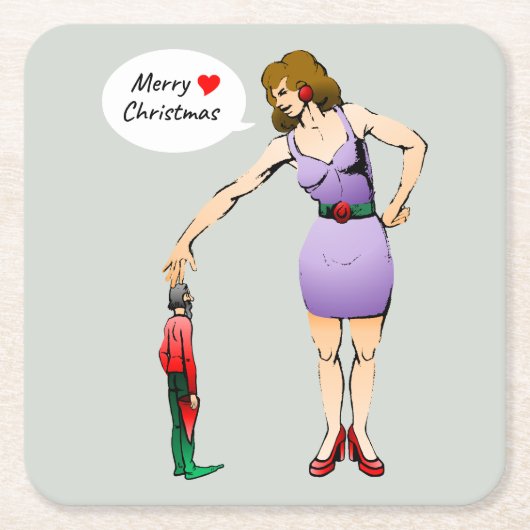 メリークリスマスリトル小妖精や小人 スクエアペーパーコースター (正面)