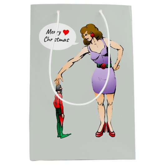 メリークリスマスリトル小妖精や小人 ミディアムペーパーバッグ (正面)