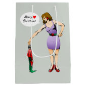 メリークリスマスリトル小妖精や小人 ミディアムペーパーバッグ (裏面)