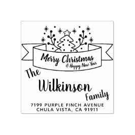 メリークリスマスリボンの手書き ラバースタンプ