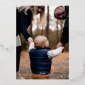 メリークリスマスリボンベルリースエレガント写真 箔シーズンカード (裏面)