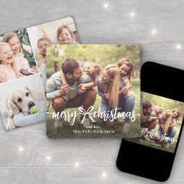 メリークリスマスリボン&ボウモダンフォトコラージュ シーズンカード