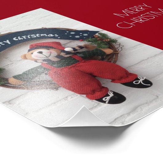 メリークリスマスリースかわいいテディベア写真 フォトプリント (角)