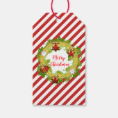 メリークリスマスリースとストライプ ギフトタグ (正面)