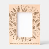 メリークリスマスリースとデート家族の写真 レーザー彫刻フレーム (正面)