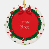 メリークリスマスリースとホリカスタムーのペット写真 セラミックオーナメント (裏面)