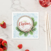 メリークリスマスリースと雪片 スタンダードカクテルナプキン (インサイチュ)