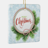 メリークリスマスリースと雪片 セラミックオーナメント (右)